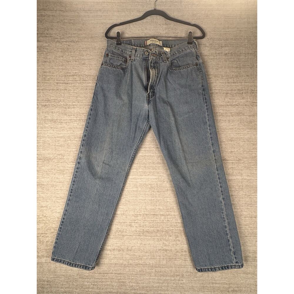 Vintage Y2K Levis 505 Straight Leg Denim Jeans Mens 34X30 Light Wash Faded